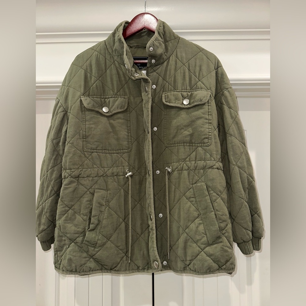 Bagatelle Collection Quilted Jacket L | Cinch Waist, Zipper & Buttons